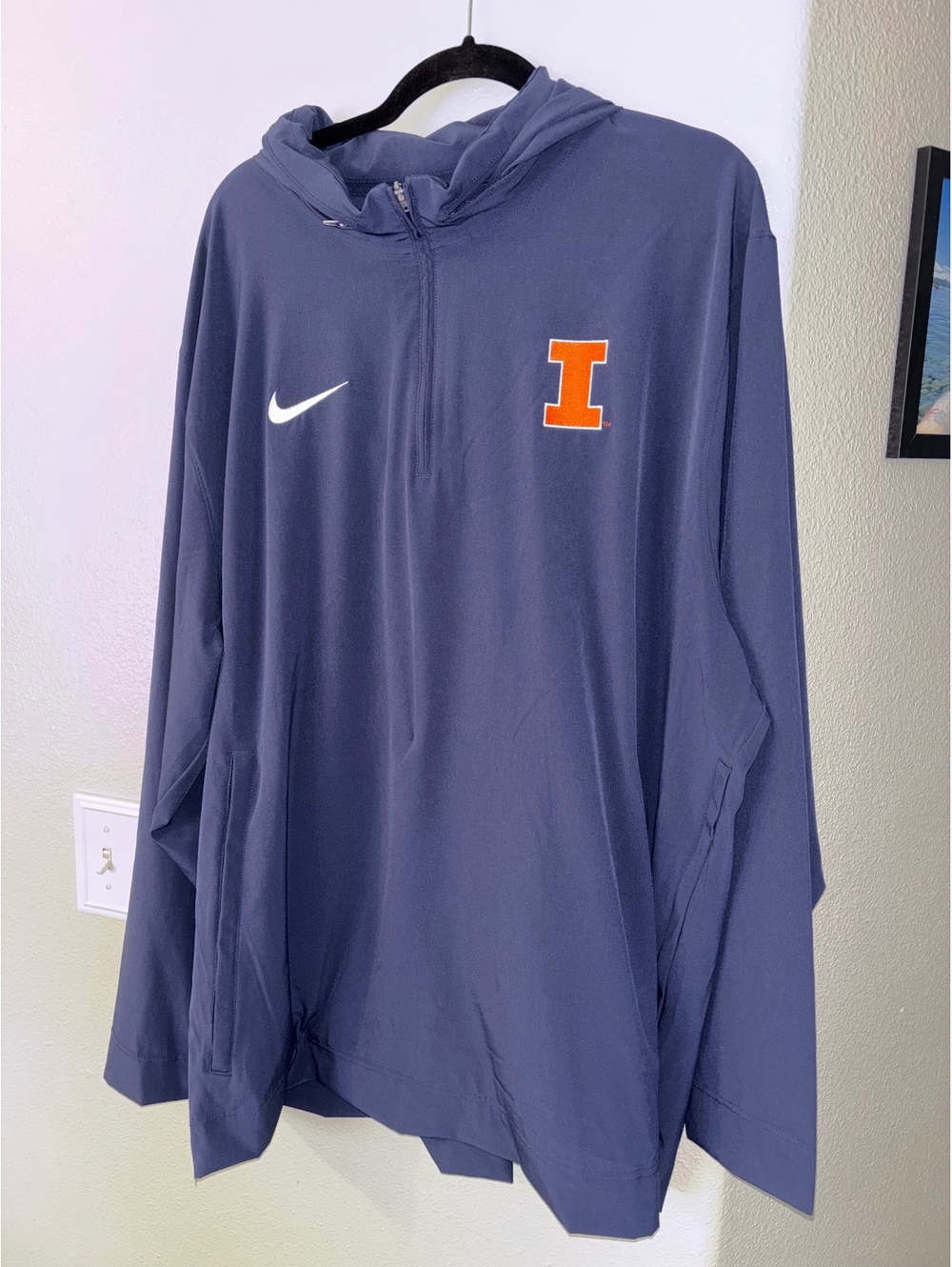 Nike Illinois Fighting Illini Quarter Zip Pullover Hoodie Men's XXL Blue